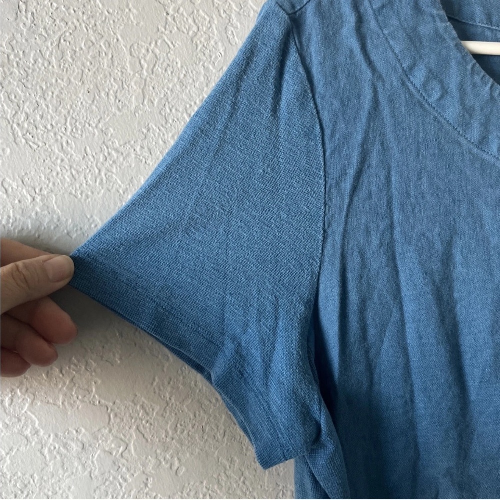 J.Jill Purejill Linen & Tencel A-Line Dress in Blue Simple Modest Size Large - Picture 3 of 8